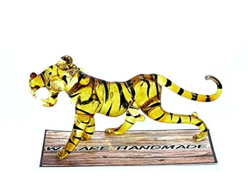 Handmade Tiger Art Glass Blown Wild Animal Figurine