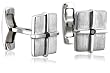 Sterling Silver Matte Square Cuff Links with Black Diamond (1/10 cttw)