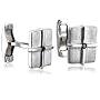 Sterling Silver Matte Square Cuff Links w/ 1/10 cttw Black Diamond