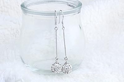 Nice Buckeye Rhodium Plated Fashion Style Diamonds Accented Balls Drop Earrings