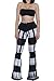 Pink Queen Women Sexy Tie Dye Print Bandeau Top Flared Bell Bottom Pants Outfits
