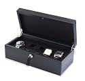 Black leather 5 watch holder storage case from Wolf Designs Vicci collection