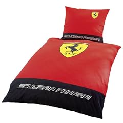 Global Labels G 10 600 F33 100 Ferrari Classic Logo Renforce Bettw�sche 135 x 200 cm Bettbezug und 80 x 80 cm Kissenbezug