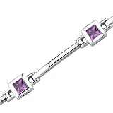 Exclusive Chic: 1.75 carats total weight Princess Cut Amethyst Gemstone Bracelet in Sterling Silver Free Shipping