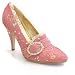 Womens Sexy Pump Shoe Flower Pattern Witch Shoe 4.5 Inch Heel Decorative Fabric Black Blue Ivory Pin