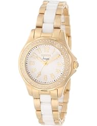 Invicta Womens 1780 Angel White Dial 18K Gold Ion-Plated Stainless Steel Watch