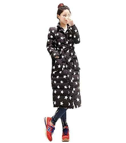 (フアングー)huanggu 防寒服 秋冬スターロゴ ロング コート ファッション ダウンコート レディース