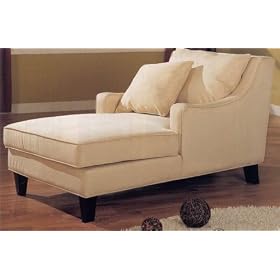 Microfiber Chaise Lounge in Creme Color Finish