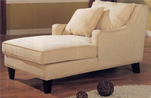 Microfiber Chaise Lounge in Creme Color Finish