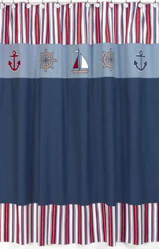 Nautical Nights Sailboat Kids Shower Curtain