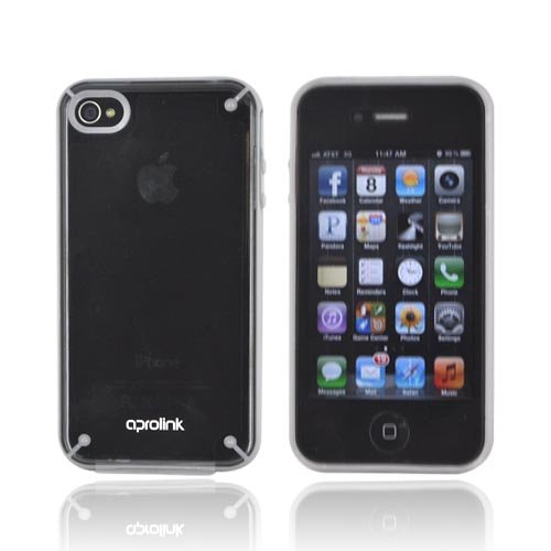 For Apple iPhone 4S 4 Glow in the Dark Transparent Smoke Gray OEM Aprolink Fusion Dual Shell Hard Case