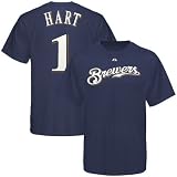 MLB Corey Hart Milwaukee Brewers Adult Short Sleeve Basic Tee (Athletic Navy, Medium)