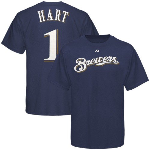 MLB Corey Hart Milwaukee Brewers Adult Short Sleeve Basic Tee (Athletic Navy, Large)