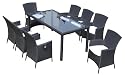 Ambientehome 63893 Sitzgruppe Essgruppe Lubango 9-teilig Gartenmoebel Polyrattan, schwarz