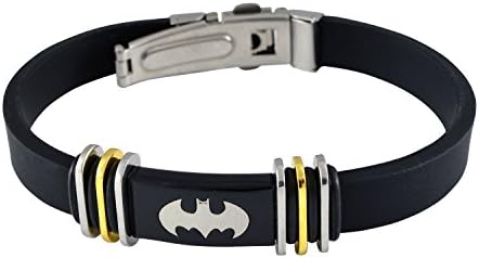 Jade India Men's Rubber Batman Adjustable Bracelet Black