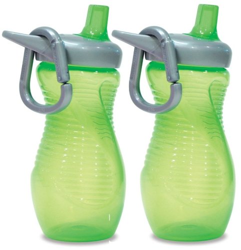 Munchkin Mighty Grip 12oz Toddler Sports Bottle, Green, 2-Pack