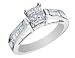 Jewelry : Princess Cut Diamond Cathedral Engagement Ring 1/2 Carat (ctw) in 14K White Gold