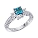 14K White Gold 1/2 ct. Diamond Engagement Ring with Blue Center Diamond