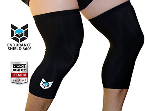 Knee Compression Sleeves (2 pcs) - Ultra Lightweight Knee Sleeves for Running, Hiking, Basketball, Working Out & All Types Of Outdoor Activities - Protects Patella - Improves Circulation - Endurance Shield 360® - 100% Money Back Guaranteed!