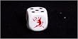 16mm d6, White with black pips, with Red Devil's Face in place of #1