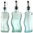 Spanish Recycled Glass Jigsaw Oil Bottle 8"H 13oz Set / 3