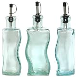 Spanish Recycled Glass Jigsaw Oil Bottle 8H 13oz Set / 3