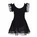 FEESHOW Kids Girls' Ruffle Flutter Sleeve Gymnastic Leotard Ballet Tutu Dress Skirt Princess Dance wear Costumes Black 5-6