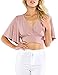Milumia Women's Sexy Deep V Neck Short Sleeve Crop Tops