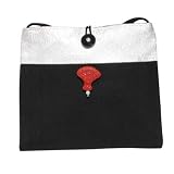 ArtisanStreet's Black and White Purse with Cinnabar Carved into Fan. Tote Has Asian Flair. Silk Paired with Chinese Brocade Fan Embellished by Small Pearl. Includes Long Strap & Closes with Black Button. Handcrafted, One of a Kind.