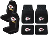 A Set of 4 NFL Universal Fit Front All-Weather Floor Mats and A Set of 2 Universal Fit Seat Covers - Kansas City Chiefs