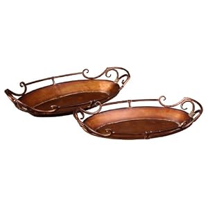 Set of 2 Adara Trays - Chestnut Brown  Golden Bronze by 