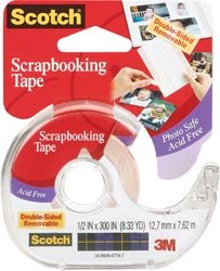 3M Scotch Scrapbooking Tape Double Sided Removable .5X300 2002; 2 Items/Order