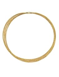 18K Yellow Gold 21 Strands 0.5mm Necklace 16 Inch