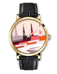 SPRAWL Aanalog Fashion Series Gold Ladies Watches of Genuine Black Leather Strap,Unique Wrist Watch for Women Girls Designed with Abstraction geometric shapes