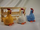 Ostern Deko Keramik Huhn in 3 Farben mit Holzbox