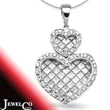 Jewelco London 18 Carat White Gold 1.85ct Diamond Heart Pendant