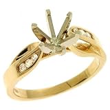 14k Yellow Round 0.12 Ct Diamond Semi-Mount Engagement Ring - Size 7.0