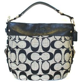 Coach Zoe Large Signature Shoulder Bag - 12674 (Black & White)