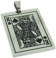 Gents stainless steel King of Hearts Playing Card Pendant- Mens Jewellery By Opouriao
