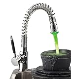 IMAGE OF Single Handle Color Changing Pull Down Spring Kitchen Sink Faucet with Swivel Spout, Chrome