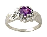 Ameythest and Diamond Heart Ring in 10K White Gold