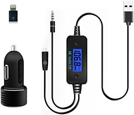 Rii ® FM-185 3.5mm Wireless Transmitter 76~108MHZ FM Frequency In-Car with Lightning Cable Adapter,Music Control -Works for iPod iPad Apple iPhone 6,6 Plus,5S,5C;Samsung Galaxy S6 Edge,S6,S5,S4, S3,Galaxy Note4, Note 3,Note2, HTC One M9/M8,Mini Sony LG Blackberry Nokia More Smartphones,Tablets(Black Color)