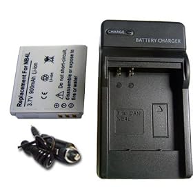 NEW BATTERY + CHARGER for Canon TX1 SD630 SD750 SD1000 NB-4L NB4L + car plug