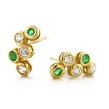 Bling Jewelry Emerald Diamond 14K Gold Bubble Earrings