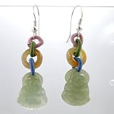 Jade Laughing Buddha Earrings, #9379