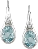 Sterling Silver Blue Topaz and Diamond Earrings