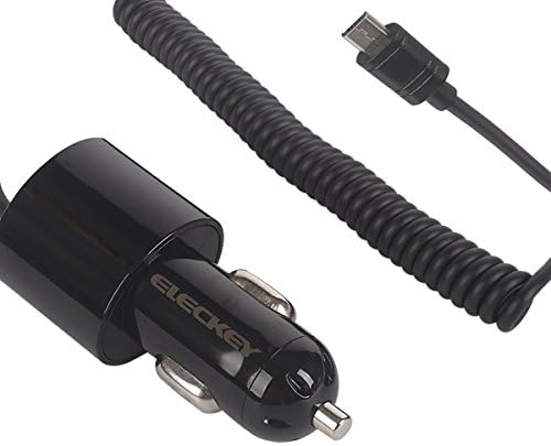Eleckey 3.4A Dual USB Car Charger with Micro USB Cable for Android, Samsung Galaxy, Nexus, HTC, Motorola, Nokia and More (Black)