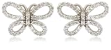 Sterling Silver Diamond Butterfly Earrings (2/5 cttw)