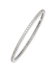Sterling Silver Rhodium Plated With Cz Bangle
