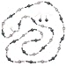 Pink and Grey Cat's Eye and Crystal Bead Necklace and Earring Set